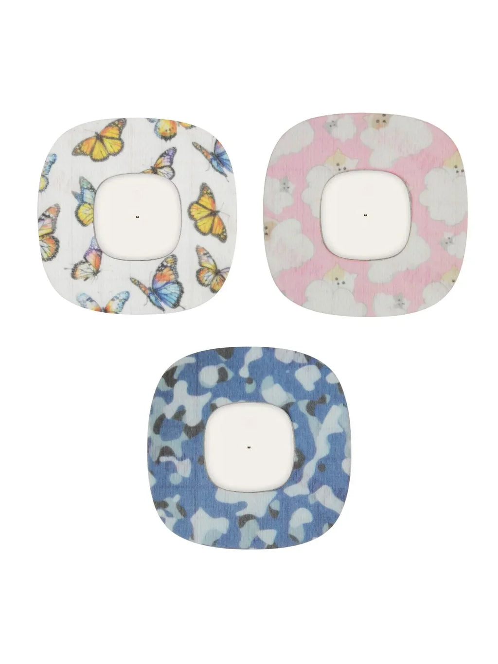 Cerotti adesivi per bambini per Simplera Sync, fantasie farfalle e mimetico blu