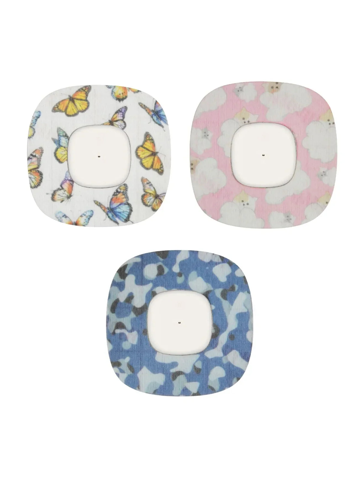 Cerotti adesivi per bambini per Simplera Sync, fantasie farfalle e mimetico blu
