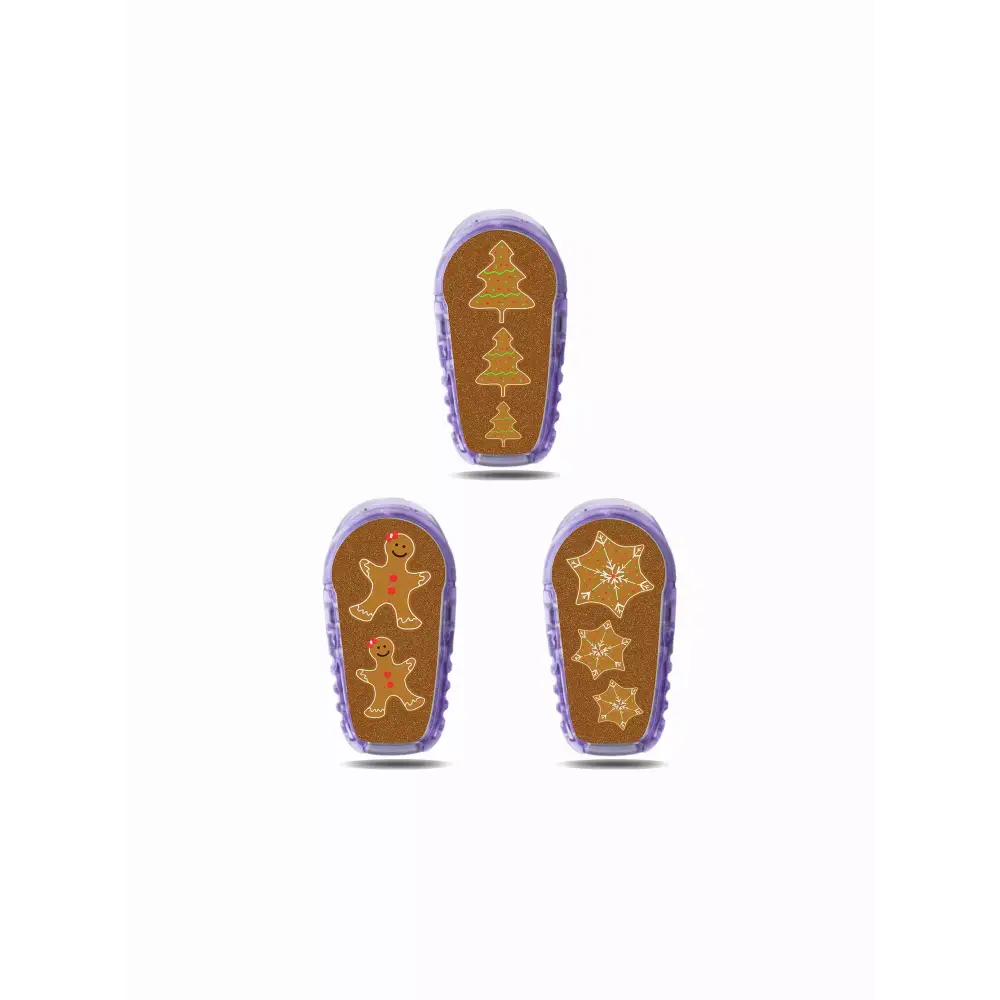 Christmas-themed Dexcom G6 sensor stickers with festive designs.