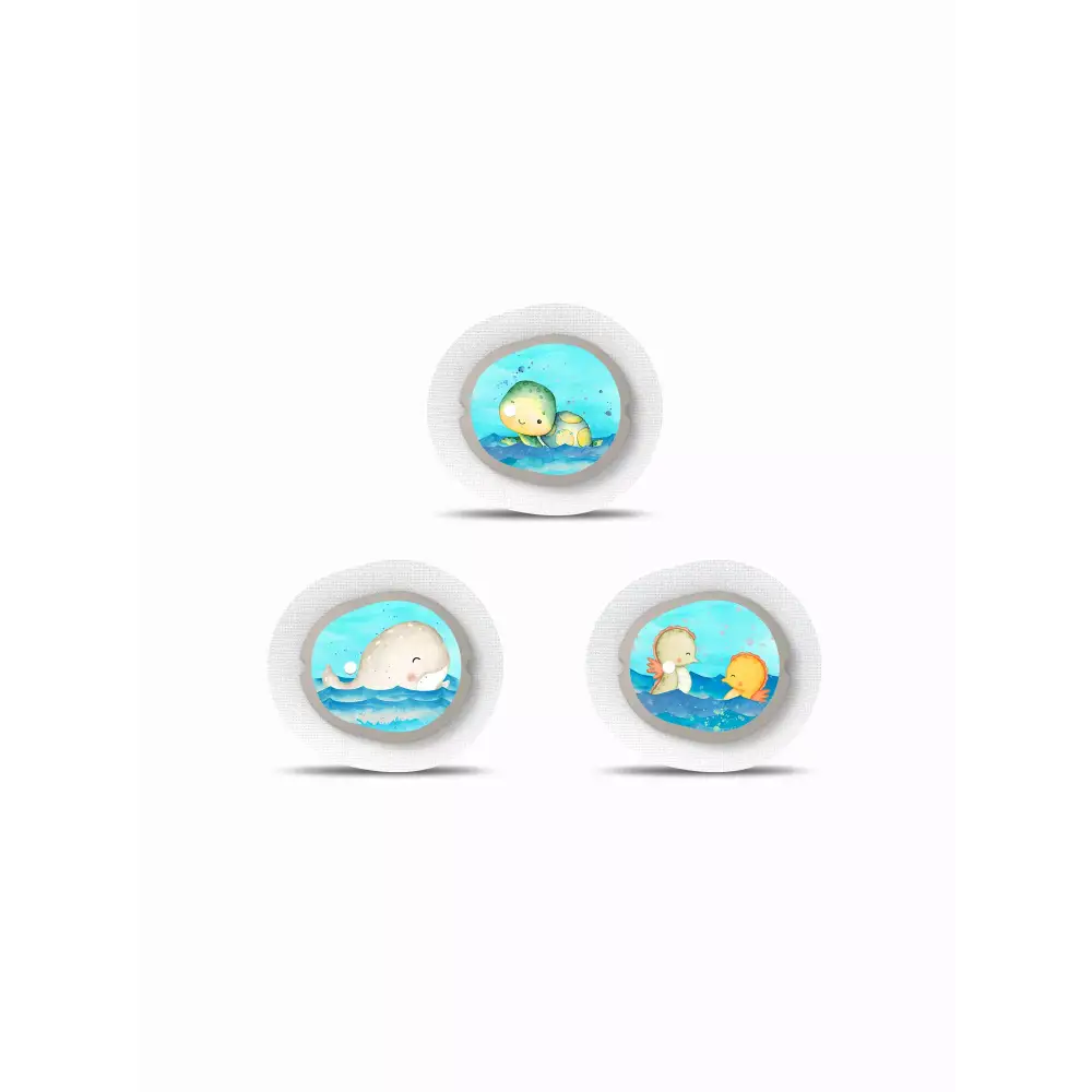 Dexcom G7 Summer Edition stickers with vibrant beach and ocean themes.