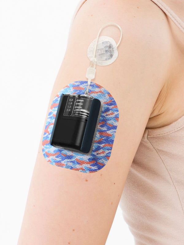 Flow Camo Tandem Mobi patch worn on the upper arm over the Dia-Mobi Clip