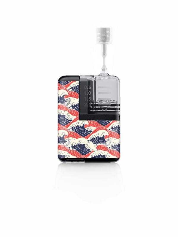 Waves sticker applied to a Tandem Mobi insulin pump