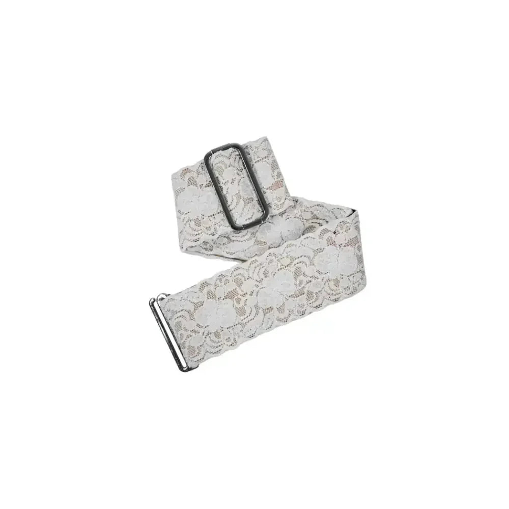 Insulin Pump Arm and Leg Band in white lace with adjustable G-hook.