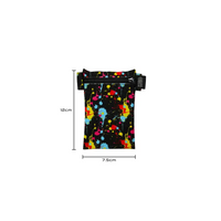 Colorful waterproof Vertical Insulin Pump Pouch with vibrant paint splatter design