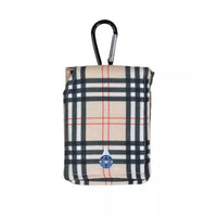 Insulin pump pouch with cooling system and plaid design.
